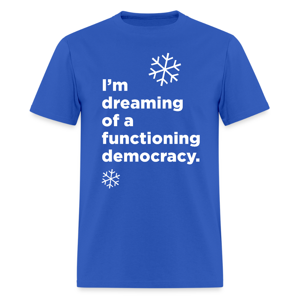 May Your Days be Merry and Your Leaders Competent - Unisex Holiday T-shirt - royal blue