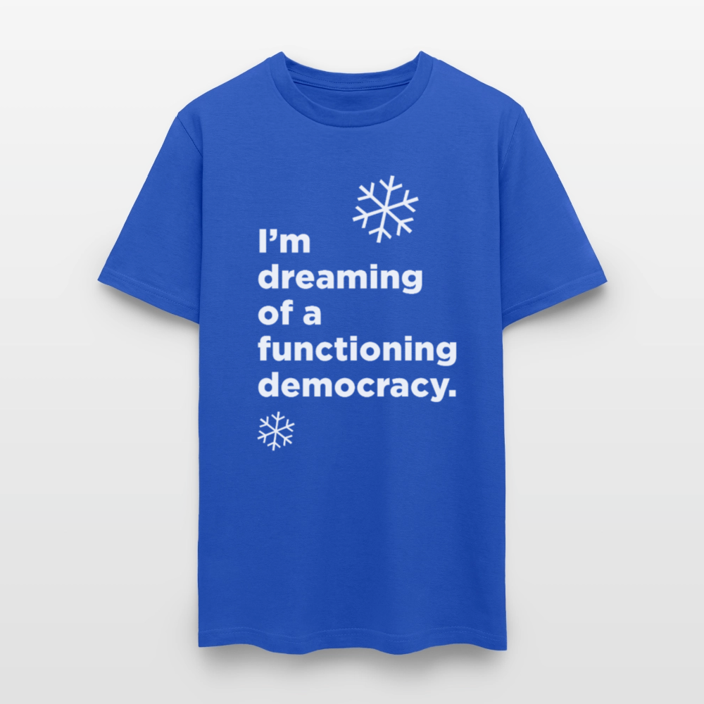 May Your Days be Merry and Your Leaders Competent - Unisex Holiday T-shirt - royal blue