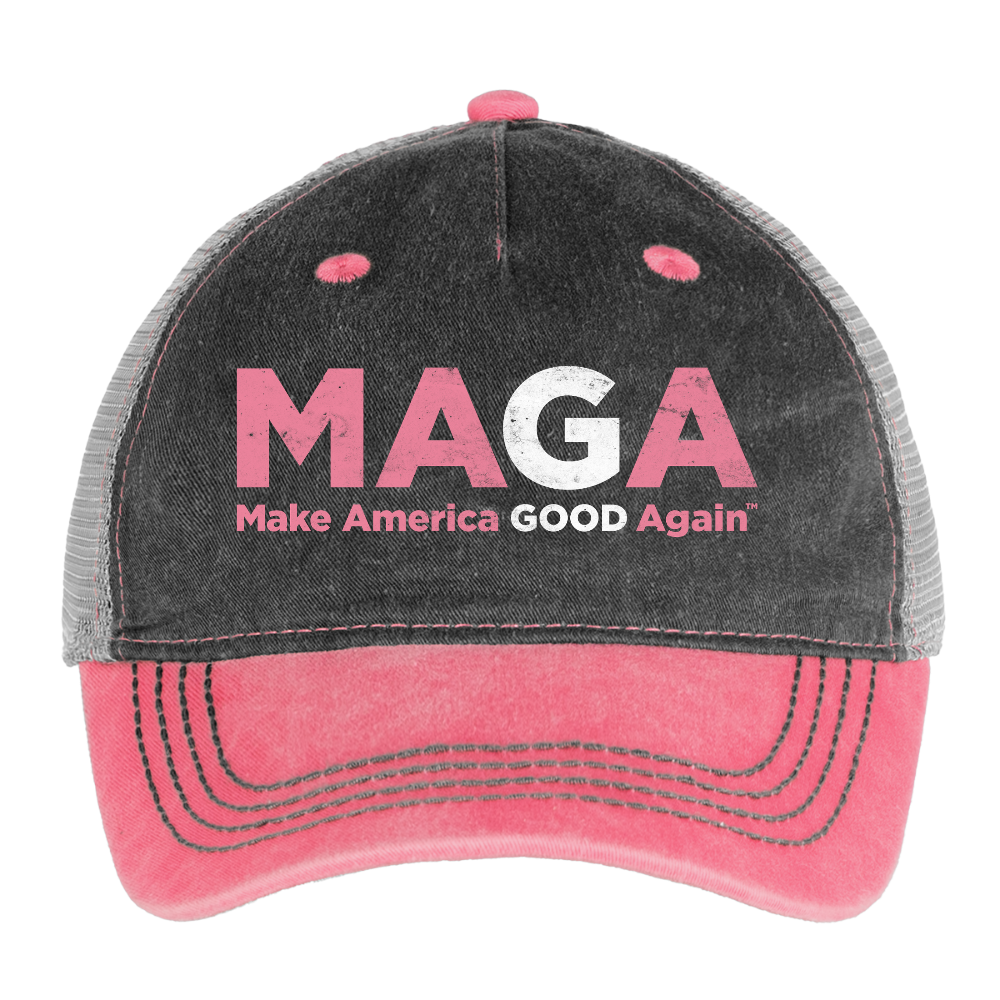 Pigment Dyed Trucker Hat - Pink - washed pink / silver 