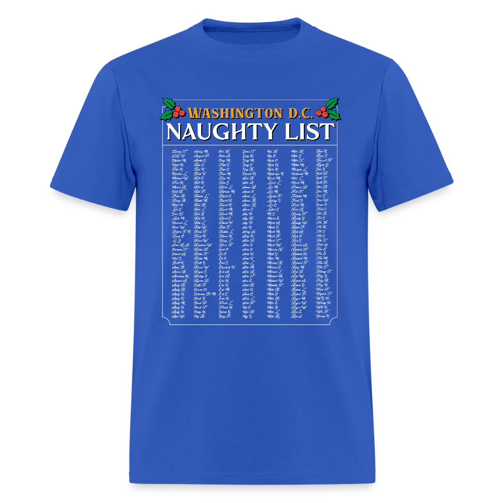 Washington DC Naughty List - Unisex Holiday T-shirt - royal blue
