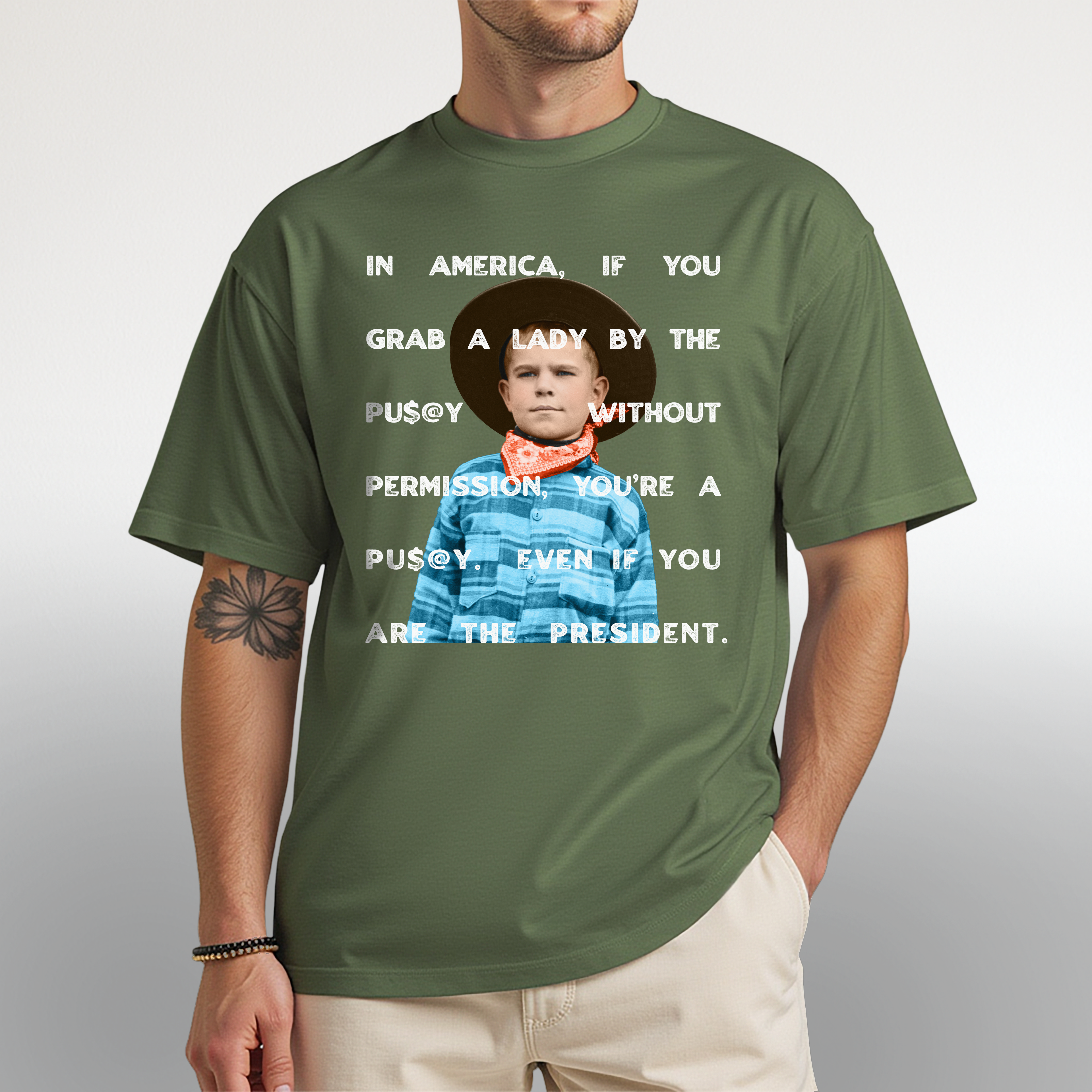 Grab Em By The ***** - Cowboy T-Shirt - Green - Unisex